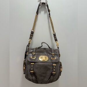 Badgley Mischka Stylish Gray Leather Shoulder Bag